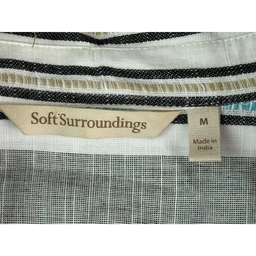 SOFT SURROUNDINGS Tunic Top Pullover Embroidered Pockets Roll Tab Sleeves Sz Med - Picture 7 of 8